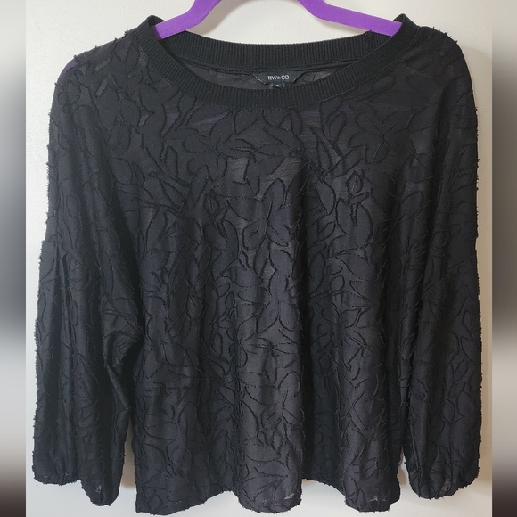 Black floral blouse size large RW&CO - Picture 1 of 3